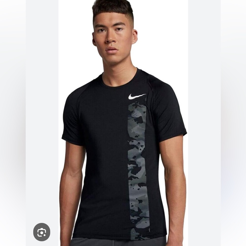 Nike Pro Dri Fit Training Tee Black with Gray Camo Stripe Size XXL NWT